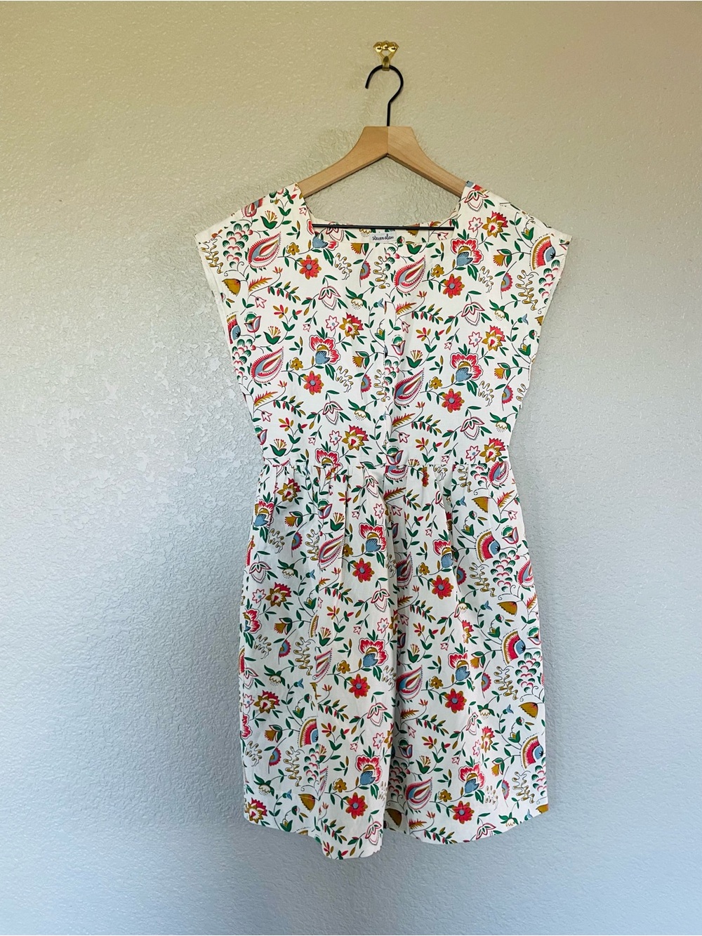 Steven Alan Cream Floral Fit and Flare Dress